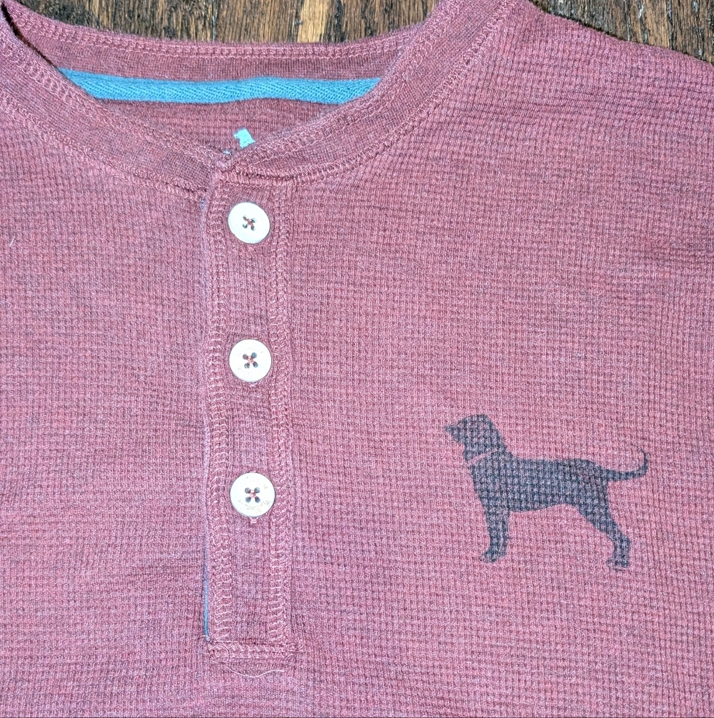 The Black Dog Thick Thermal Henley In Dark Red - Picture 5 of 8
